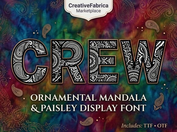 Crew: Ornamental Mandala and Paisley Display Font